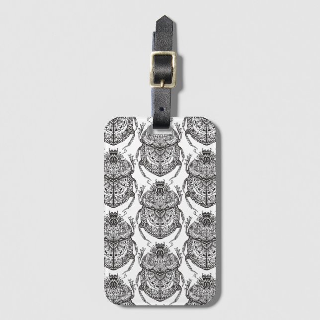 Etiqueta De Bagagem Teste padrão com Doodle da mão (Frente Vertical)