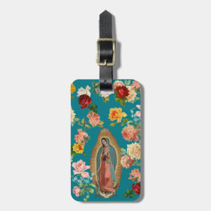 Etiqueta De Bagagem Teste padrão cor-de-rosa do vintage de Guadalupe