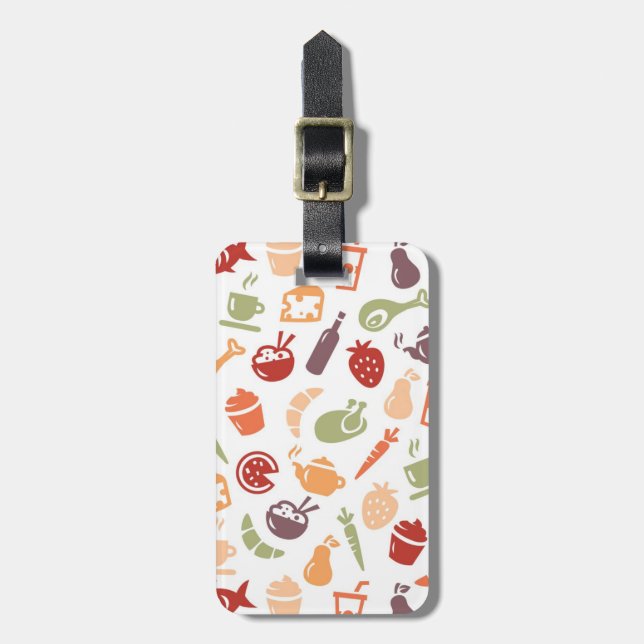 Etiqueta De Bagagem Teste padrão da comida (Frente Vertical)