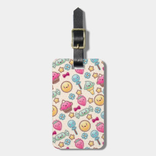 Etiqueta De Bagagem Teste padrão da criança de Kawaii com doodles