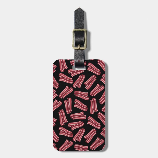 Etiqueta De Bagagem Teste padrão das tiras de bacon (Frente Vertical)