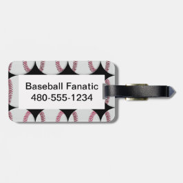 Etiqueta De Bagagem Teste padrão do basebol no Tag preto da bagagem