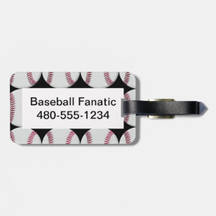 Etiqueta De Bagagem Teste padrão do basebol no Tag preto da bagagem