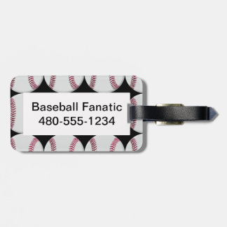 Etiqueta De Bagagem Teste padrão do basebol no Tag preto da bagagem