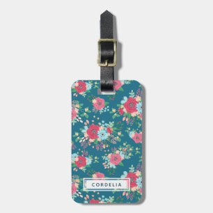 Etiqueta De Bagagem Teste padrão do rosa do rosa - endereço conhecido