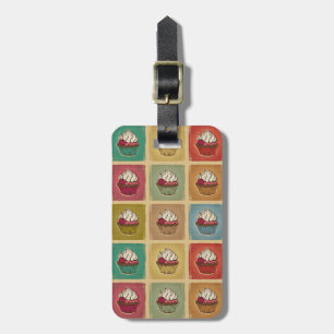 Etiqueta De Bagagem Teste padrão do vintage feito dos cupcakes