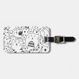 Etiqueta De Bagagem Teste padrão esboçado engraçado dos doodles dos