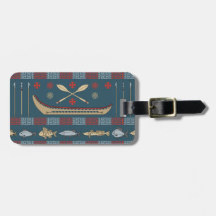 Etiqueta De Bagagem Teste padrão étnico da pesca