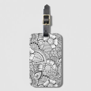 Etiqueta De Bagagem Teste padrão floral do Doodle