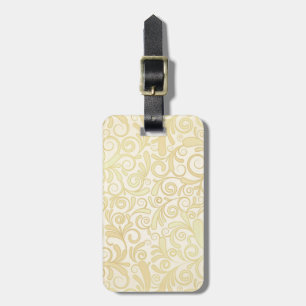 Etiqueta De Bagagem Teste padrão floral Dourado das folhas