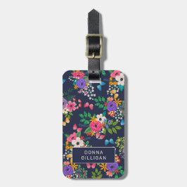 Etiqueta De Bagagem Teste padrão floral vibrante