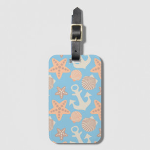 Etiqueta De Bagagem Teste padrão náutico Pastel