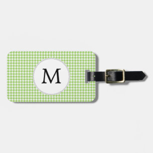 Etiqueta De Bagagem Teste padrão personalizado de Houndstooth do verd