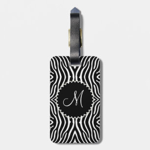 Etiqueta De Bagagem Teste padrão preto & branco da zebra personalizad