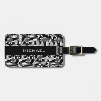 Etiqueta De Bagagem Teste padrão preto e branco da camuflagem do