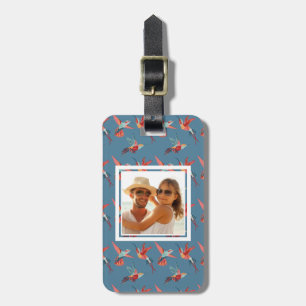 Etiqueta De Bagagem Teste padrão retro do colibri da foto feita sob