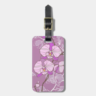 Etiqueta De Bagagem Teste padrão roxo da orquídea