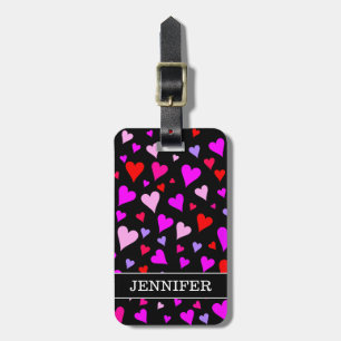 Etiqueta De Bagagem Teste padrão vermelho, cor-de-rosa, roxo & magent