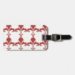 Etiqueta De Bagagem Teste padrão vermelho retro da flor de lis