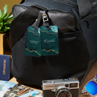 Etiqueta De Bagagem Teto de Geodo Marble de Cor de Água Elegante Moder