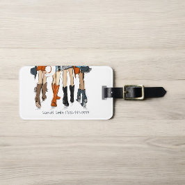 Etiqueta De Bagagem Texas Damas Fashion Cowboy Boots Hats Nome Laranja