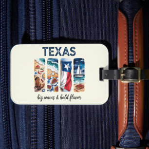 Etiqueta De Bagagem Texas - Ondas Grandes e Flavor Negrito