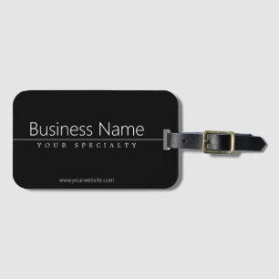 Etiqueta De Bagagem Texto Branco Simples e Elegante sobre Preto