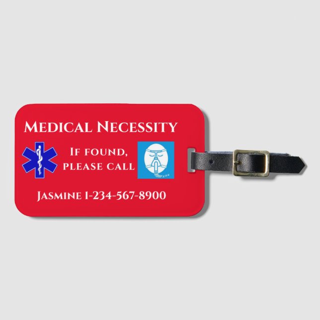 Etiqueta De Bagagem Texto Branco Vermelho CPAP (Frente Horizontal)