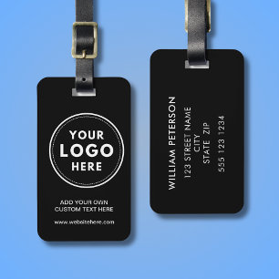 Etiqueta De Bagagem Texto do logotipo simples preto