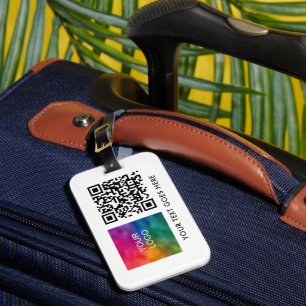 Etiqueta De Bagagem Texto do nome do código QR do logotipo comercial p