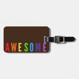 ETIQUETA DE BAGAGEM TEXTO FELIZ, POUCO POSSÍVEL, CORES DE CAIXA-CHUVA