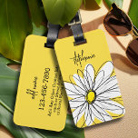 Etiqueta De Bagagem Texto personalizado de margarida branca e pode edi<br><div class="desc">Uma peça de arte dúzia e caprichosa,  hipster. Você pode adicionar um nome,  monograma ou outro texto personalizado. Se você precisar mover a arte ao redor,  clique no botão personalizar para fazer alterações.</div>