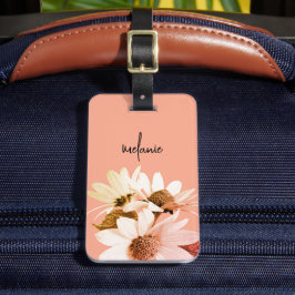 Etiqueta De Bagagem Texto Personalizado e Cores da Margarida Whimsical