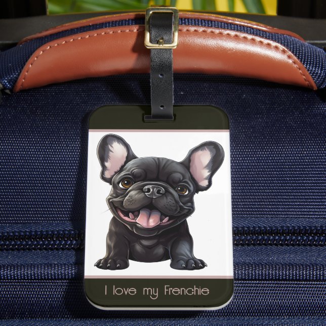Etiqueta De Bagagem Texto personalizado 🐶 filhote francês (Frente Insitu 2)