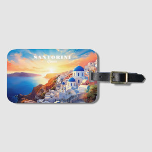 Etiqueta De Bagagem Texto personalizado Grécia Santorini Sunset