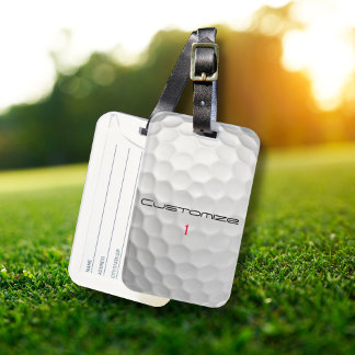 Etiqueta De Bagagem Textura de Bola de Golfe Branca Com Reentrâncias N