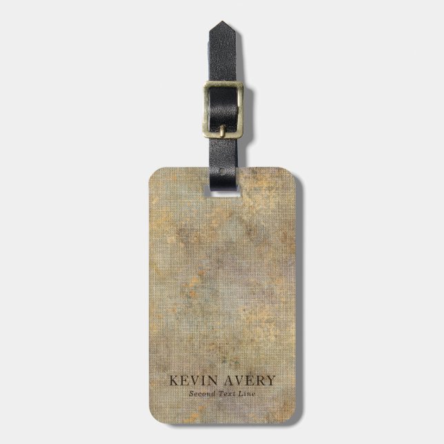 Etiqueta De Bagagem Textura de Linen Rustic Beige (Frente Vertical)