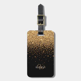 Etiqueta De Bagagem Textura de Luxo Elegante Brilho Glitter Dourado
