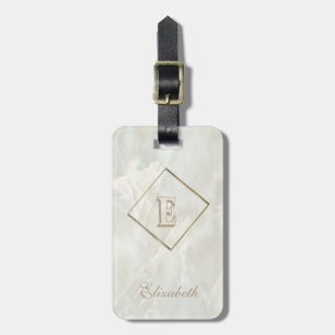 Etiqueta De Bagagem Textura de mármore branco na moda, personalizada c