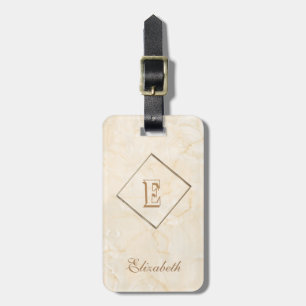 Etiqueta De Bagagem Textura de mármore de creme na moda,
