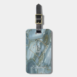 Etiqueta De Bagagem Textura de Mármore na Moda, Personalizada com Mono
