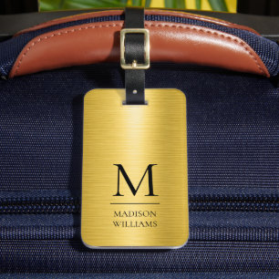 Etiqueta De Bagagem Textura de Placa de Ouro Amarelo Personalizada com