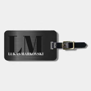 Etiqueta De Bagagem Textura em fibra de carbono de Cinza brilhante Tag