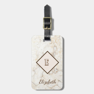 Etiqueta De Bagagem Textura Marble Trendy, Monograma Personalizada