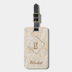 Etiqueta De Bagagem Textura Marble Trendy, Monograma Personalizada