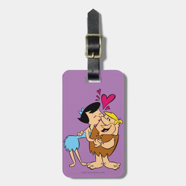 Etiqueta De Bagagem The Flintstones | Betty Kissing Barney (Frente Vertical)