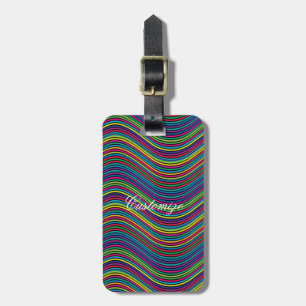 Etiqueta De Bagagem Thunder_Cove da linha ondulada do Abstrato Legal