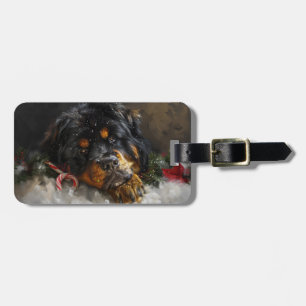 Etiqueta De Bagagem Tibetan Mastiff Cachorro Festivo
