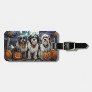 Etiqueta De Bagagem Tibetan Terrier Halloween Assustador