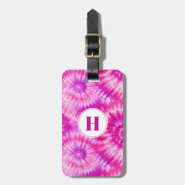 Etiqueta De Bagagem Tie Dye Magenta Slogag (Frente Vertical)